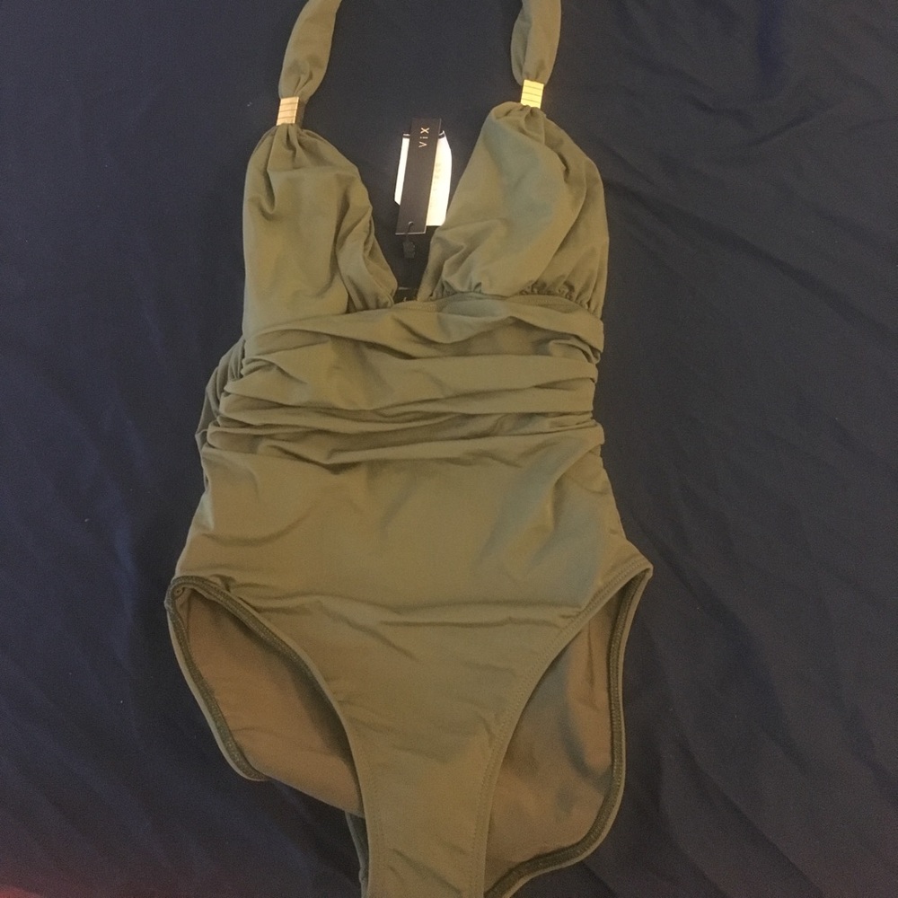 VIX Olive Green halter one piece swimsuit